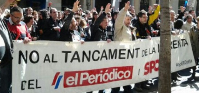 Movilización de los trabajadores de 'El Periódico'. Imagen tomada de @ComitePeriodico
